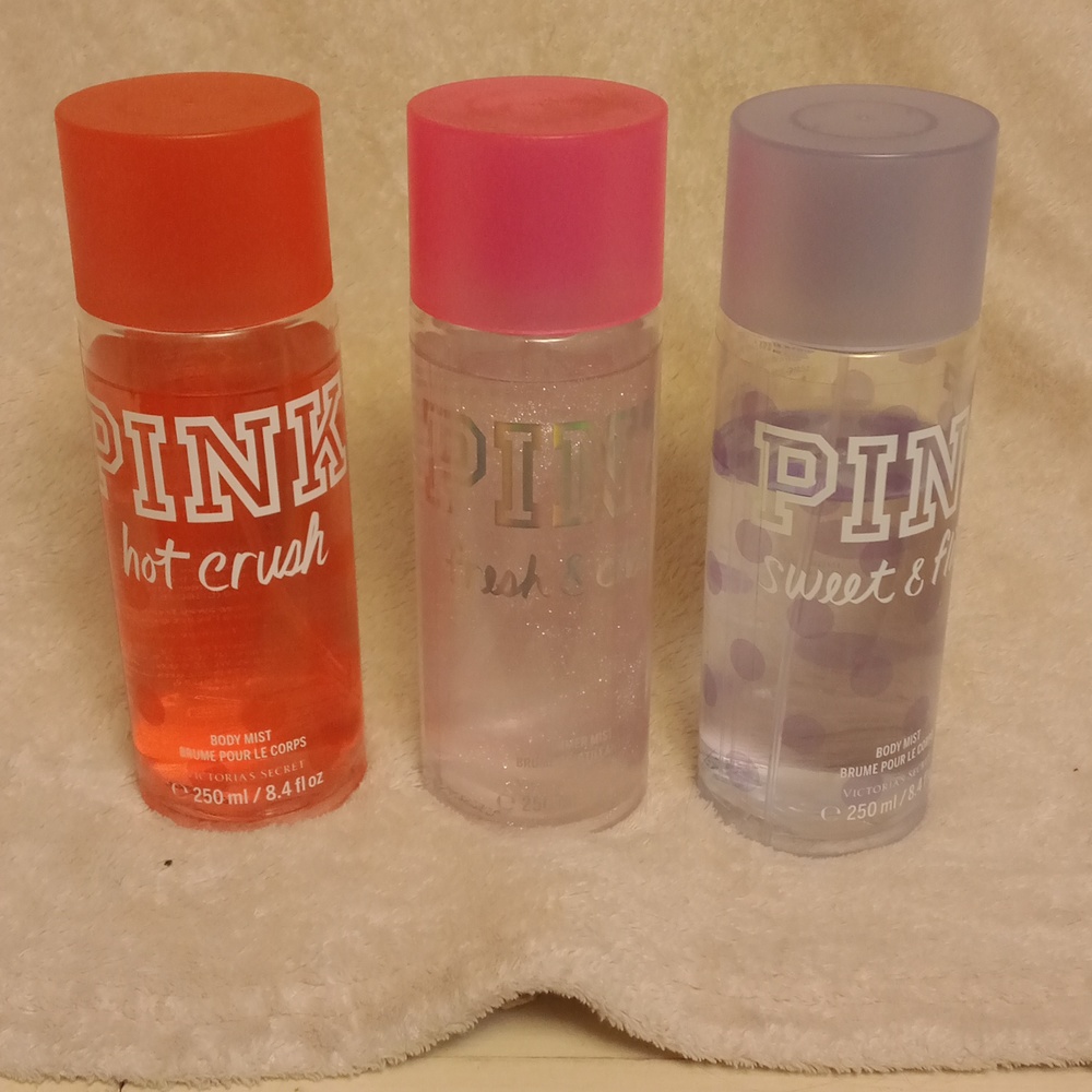Three  rare Victoria's secret pink body sprays